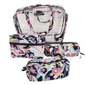 VERA BRADLEY 4 PIECE COSMETIC TRAVEL ORGANIZER MOD PAISLEY MAKEUP BAG TOILETRIES